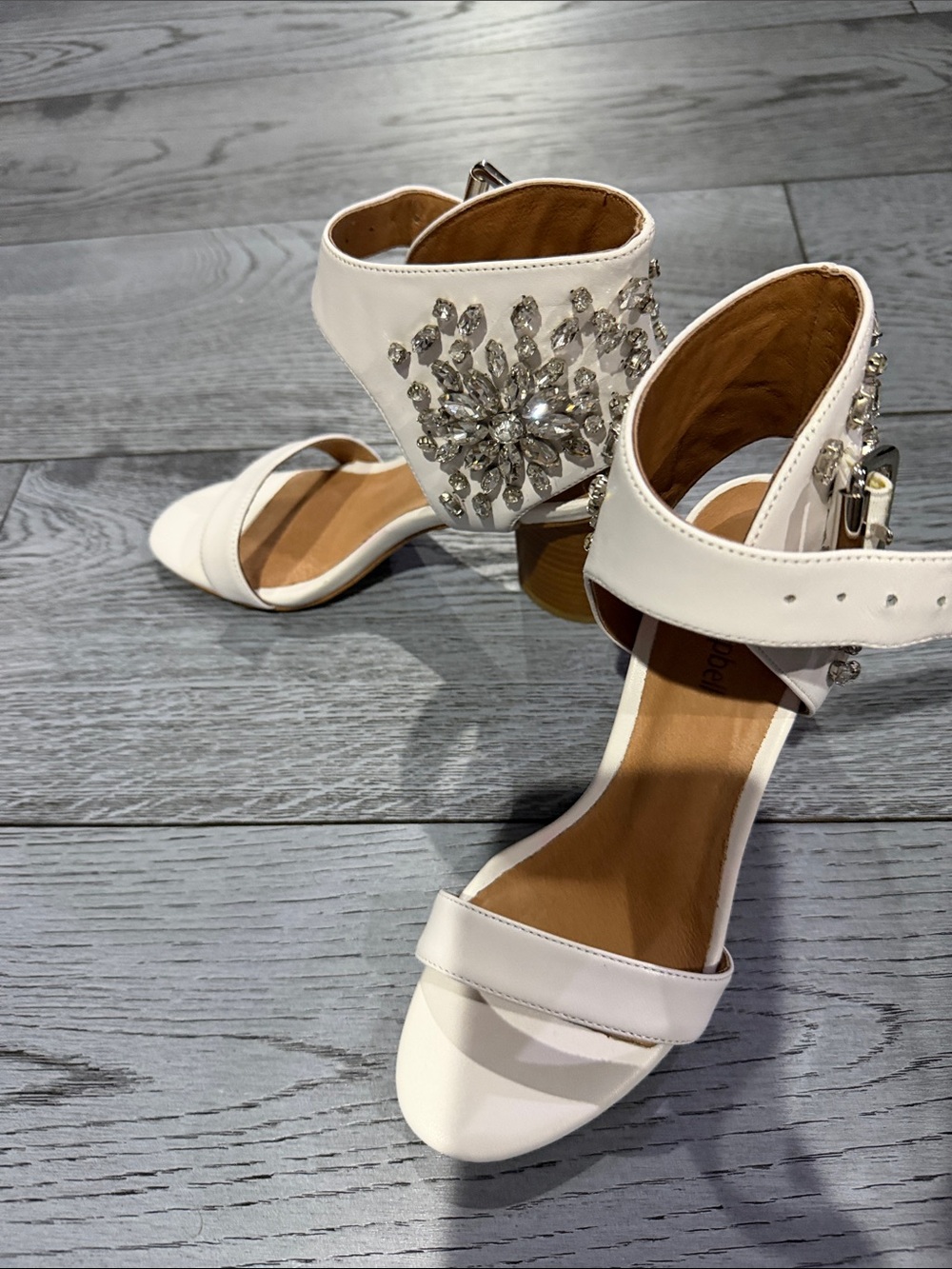 Jeffrey Campbell White Crystal-Ankle Strap Heels